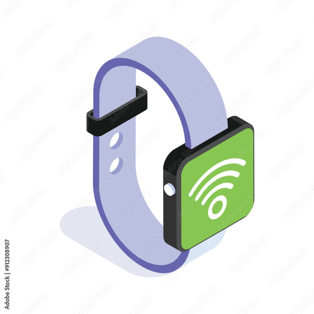 Wall mural isometric icon of a smartwatch displaying wifi signals, symbolizing connectivity and technology