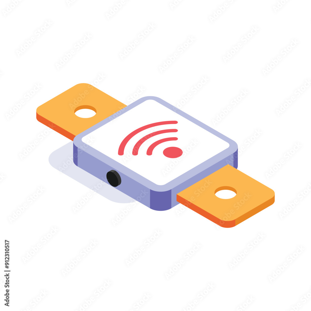 Wall mural isometric icon of a smartwatch displaying wifi signals, symbolizing connectivity and technology