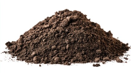 Pile of Dark Soil on White Background