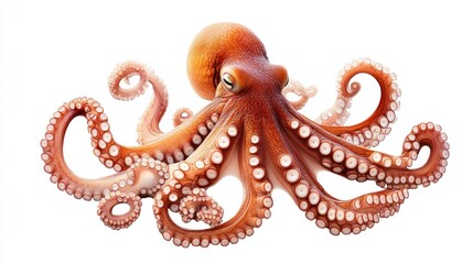 Close-Up of a Red Octopus with Tentacles Spread
