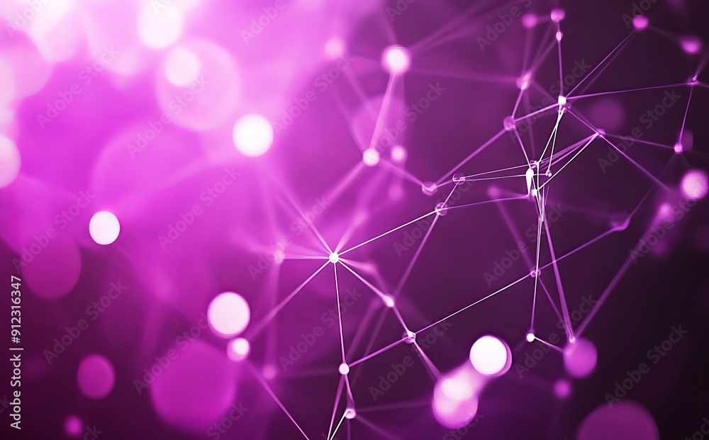 Poster in this complex visualization of big data, polygonal shapes connect dots and lines on an abstract ba
