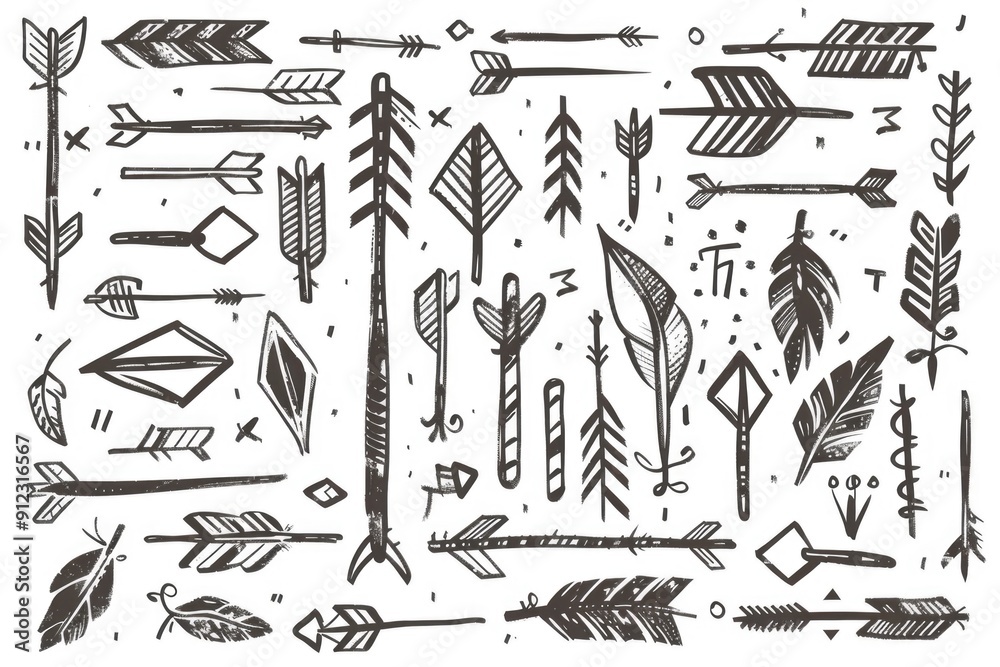Poster Drawing of various arrows pointing in different directions
