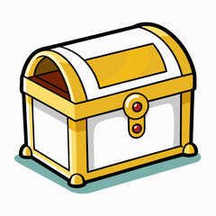 A small Toy Treasure Chest at sunset art vector illustration