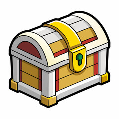 A small Toy Treasure Chest at sunset art vector illustration