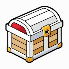 A small Toy Treasure Chest at sunset art vector illustration