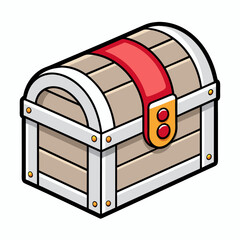 A small Toy Treasure Chest at sunset art vector illustration