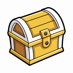 A small Toy Treasure Chest at sunset art vector illustration