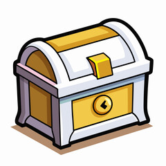 A small Toy Treasure Chest at sunset art vector illustration