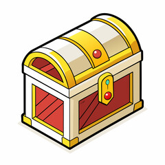 A small Toy Treasure Chest at sunset art vector illustration