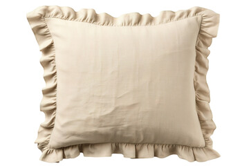 A Cream-Colored Pillow With Ruffled Edges, Ready For A Cozy Evening In on a White or Clear Surface PNG Transparent Background