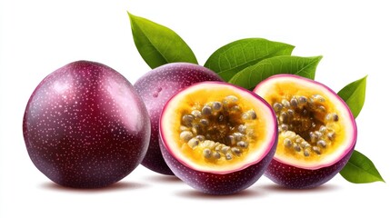 Passion Fruit with Green Leaves