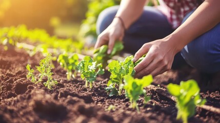 Family planting a vegetable garden together, heartwarming family, relationships and growth