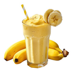 Delicious Banana Smoothie with Fresh Bananas and Straw