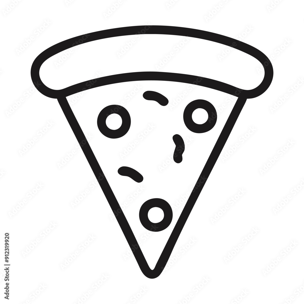 Canvas Prints line drawing of a single slice of pizza with olives. vector illustration