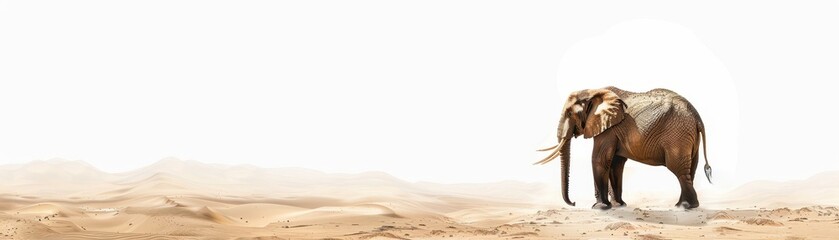 Fototapeta premium A majestic elephant stands alone in a vast, arid landscape, showcasing the beauty and strength of wildlife.
