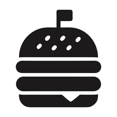 Obraz premium Black and white burger icon illustration. Vector illustration