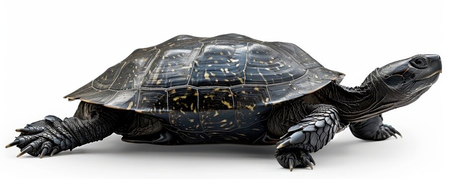 A close-up view of a turtle showcasing its unique shell pattern and texture, ideal for wildlife and nature photography.