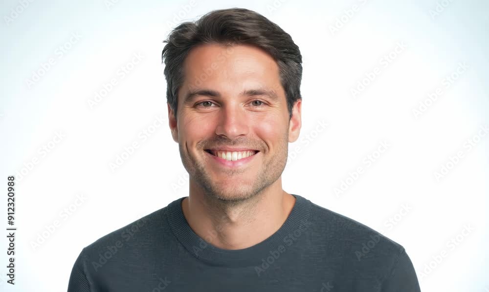 Canvas Prints Portrait of a handsome man smiling and looking at camera on white background