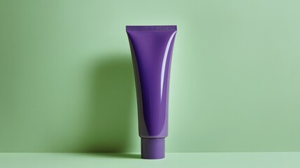 Purple Cream Tube on Green Background