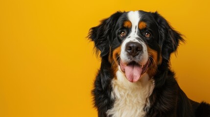 The happy Bernese mountain dog