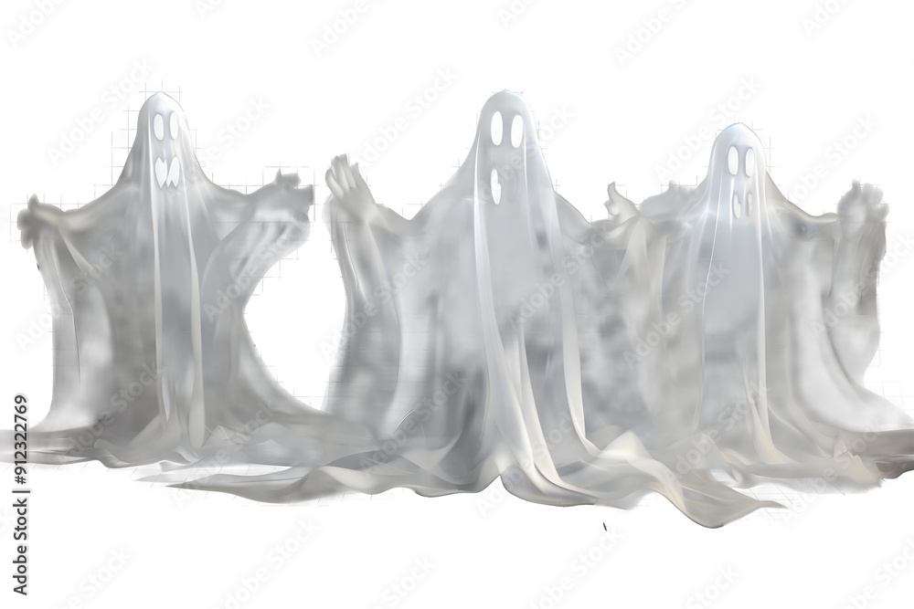 Canvas Prints set of realistic ghosts isolated on transparent. vector illustration of 3d symbols of halloween.
