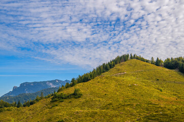 Hiking in Kaisergebirge Mountains at the Austrian Alps. Wilder Kaiser Austrian national park,  Scheffau, Tirol, Austria. Nature landscape