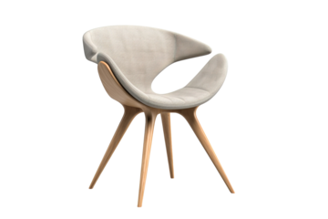 A Modern Take on the Classic Chair: A Sculptural Design With Organic Curves on a White or Clear Surface PNG Transparent Background