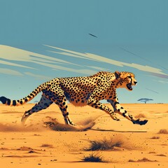 Cheetah Running Through the Savanna