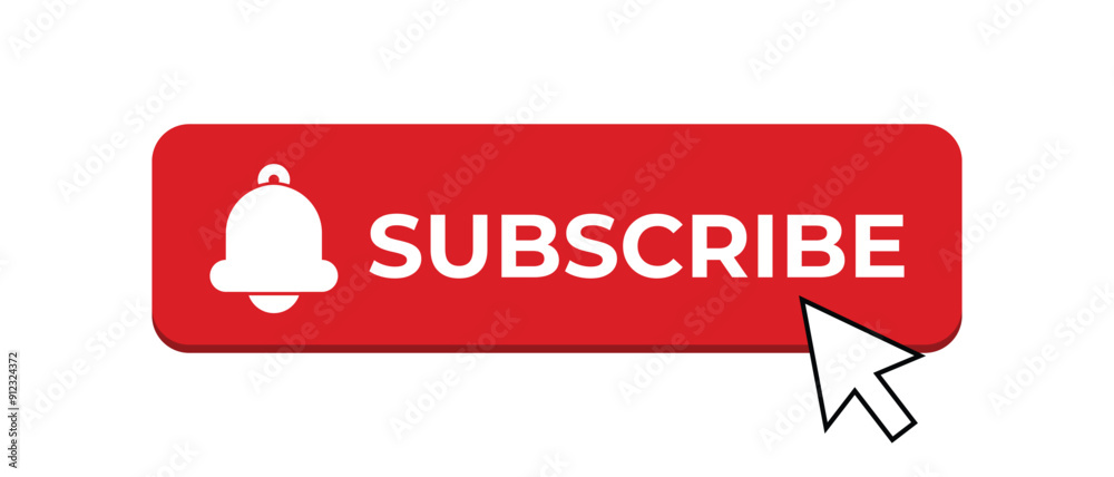 Poster red button subscribe of channel. subscribe button in flat style. subscribe red button and notificati