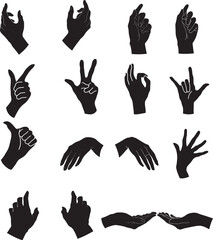 Vector hands silhouettes set
