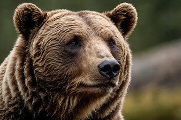 Fototapeta premium brown bear close up portrait, wild grizzly picture, nature and wildlife photography
