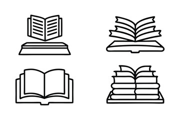 Book stock with editable outline, 
