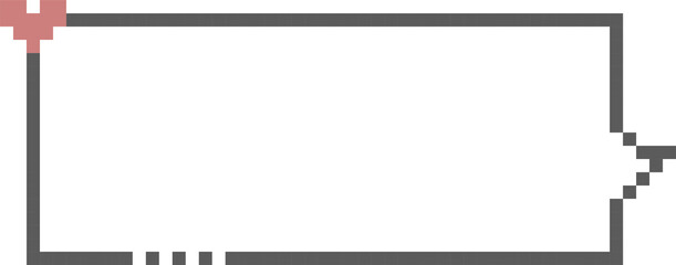 8bit retro game pixel art speech bubble balloon with heart, icon sticker memo keyword planner text box banner, flat png isolated transparent element design