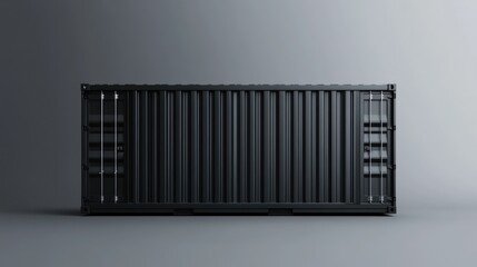 Black Cargo Container Against Grey Background