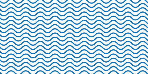Regular blue and white, wavy line pattern graphic design element background. Vector
