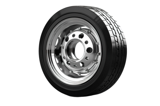 A Single Chrome Wheel Against a White Background on a White or Clear Surface PNG Transparent Background