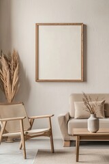 Mock up poster frame in interior background, Scandinavian style