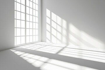Fototapeta premium Empty white room with window and sunlight