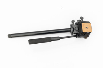 Fluid head of tripod isolated white background with copy space