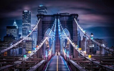 Obraz premium Brooklyn Bridge with the city in the background. New york