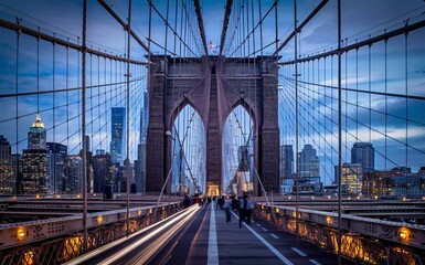 Obraz premium Brooklyn Bridge with the city in the background. New york
