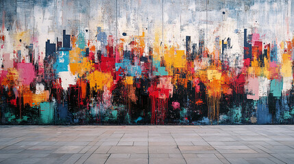 Obraz premium Vibrant Graffiti Art with Abstract Strokes and Copy Space for Message