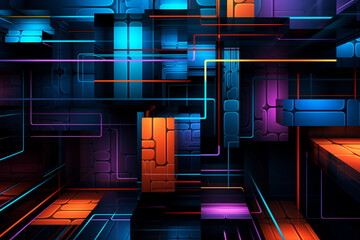 Obraz premium Unveiling RTX Realities A Journey through Dynamic Lines and Decorative Relief Epic Exploration The Magic of Rangercore and Dynamic Background Magic