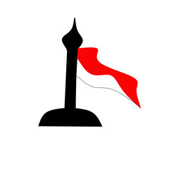 Red and white flag isolated with white background 