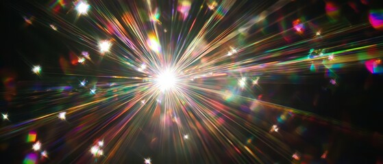 Obraz premium overlay of prism light flares, on black background, Generative AI 