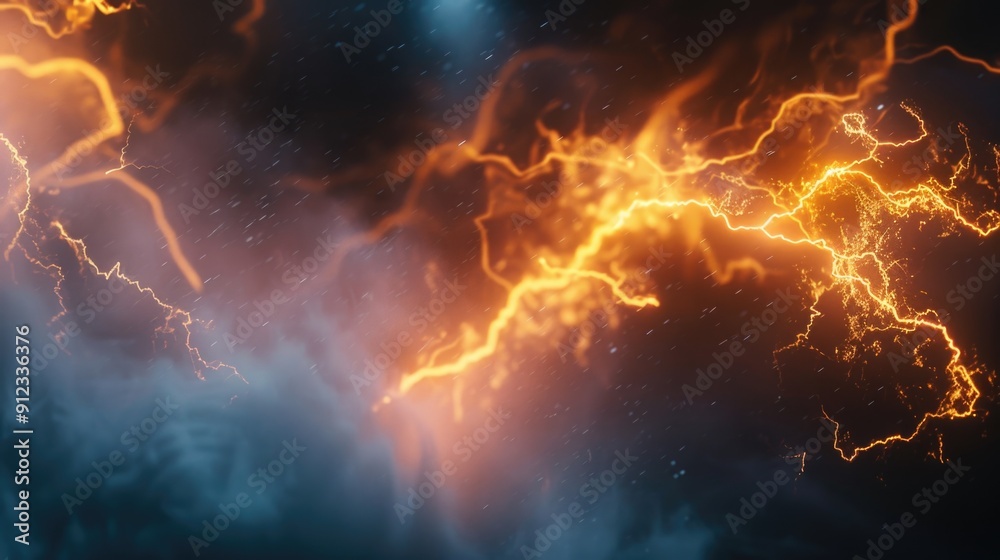 Poster a close-up view of lightning illuminating the dark sky