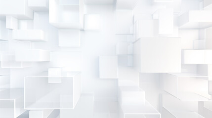 Abstract geometric white background consisting of volumetric cubes and rectangles.