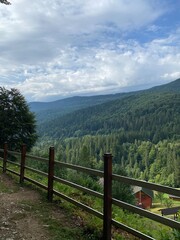Fototapeta premium landscape with summer mountains with fog