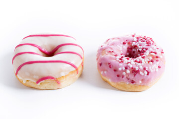 Sweet glazed donuts isolated on white background