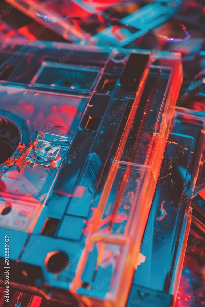 Aufkleber A close-up shot of an old cassette player sitting on a table